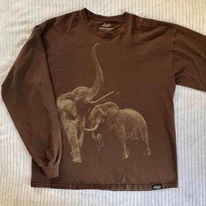 Men's Size Xl The Field Museum Brown Long Sleeve Elephant Tee